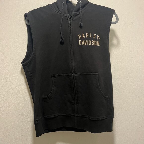 Harley Davidson Medium Sleeveless Hoodie Vest - Picture 2 of 5